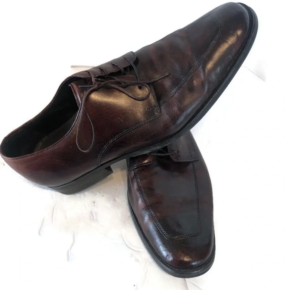 Cole Haan Mens US 9.5 M Apron Toe Burgandy Leather Derby Oxford Shoes